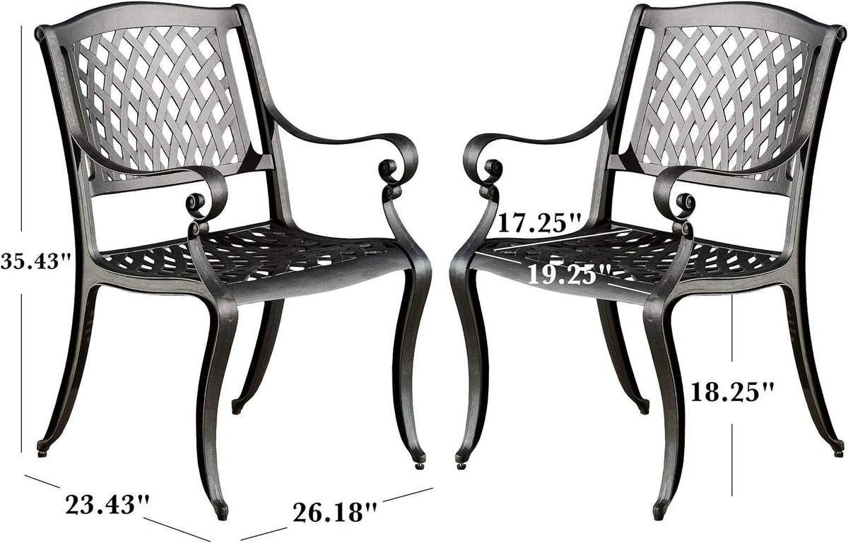 Cast Aluminum Chairs, 2-Pcs Set, Antique Matte Black M250