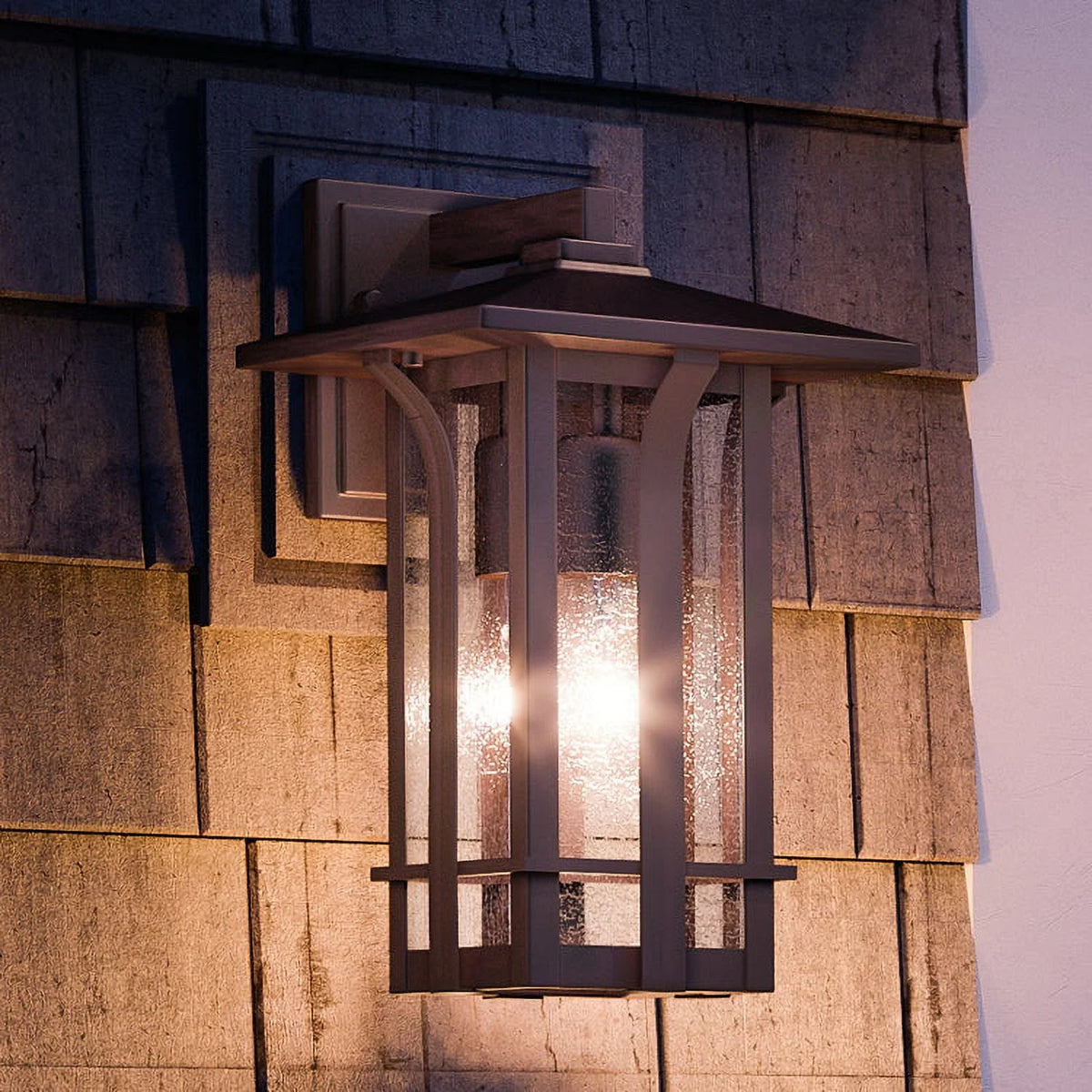 16''H x 9''W Olde Bronze Glass Outdoor Wall Sconce W2197