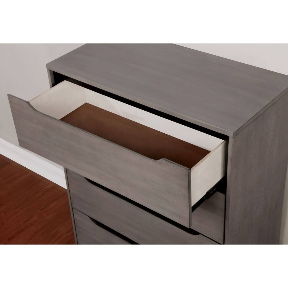 Grey Solid Wood 4-Drawer Chest O428