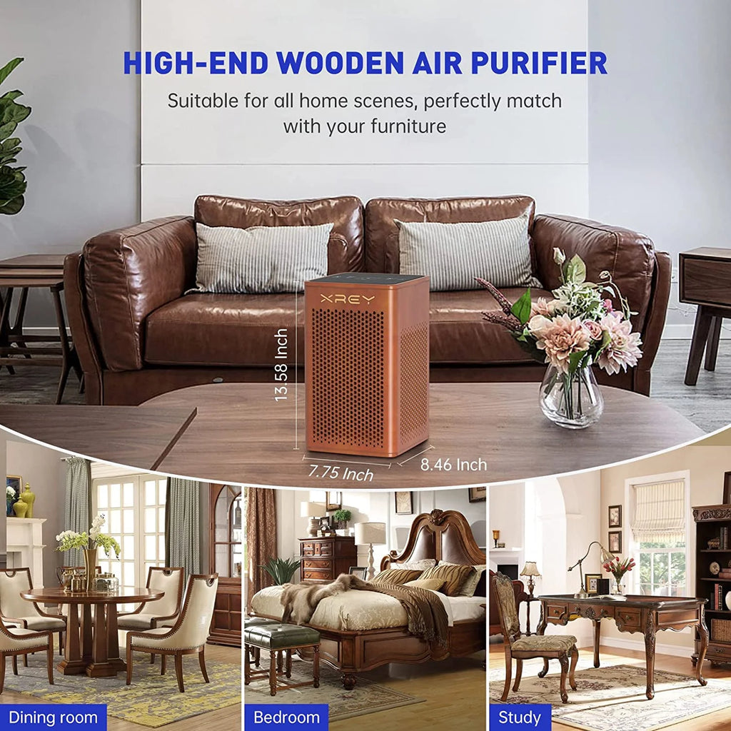 Walnut Wooden Air Purifier with H13 True HEPA Filter F562
