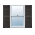 18 inchw x 63 inchh Vinyl Cathedral Top Center Mullion Open Louver Shutters with Shutter-Loks Per Pair D995981