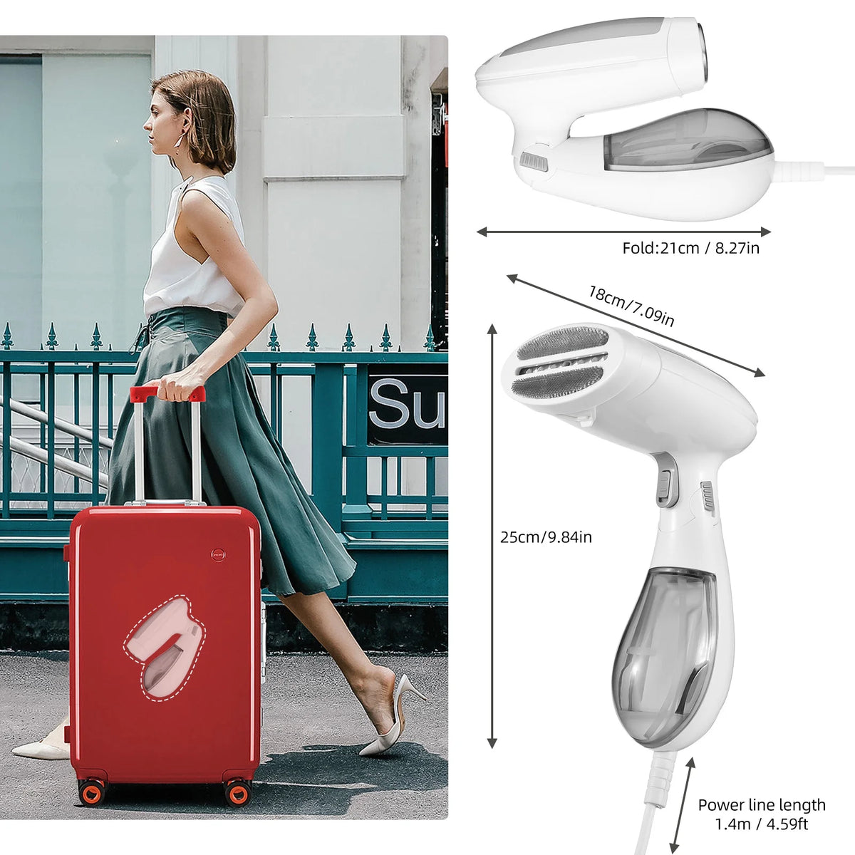 Handheld Garment Steamer 1300W Portable Fabric E89683