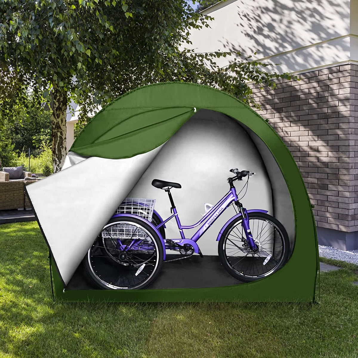 Semicircle Green Waterproof Bike Storage Cover S18861