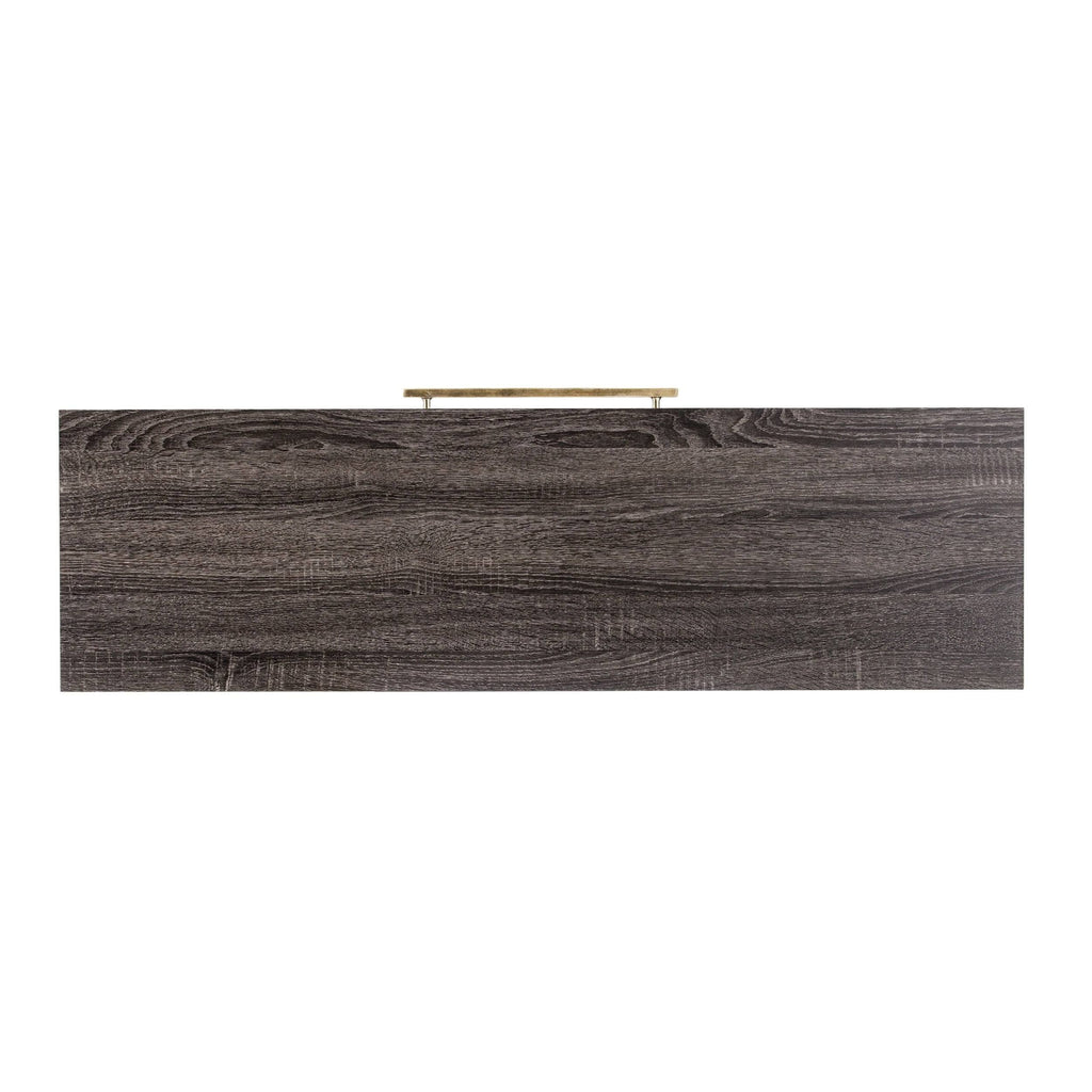 Black Oak Antique Brass Console Table with Storage G4446
