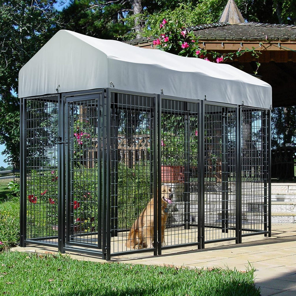 8x4x6ft Heavy Duty Welded Wire Outdoor Dog Kennel with Roof Y7338