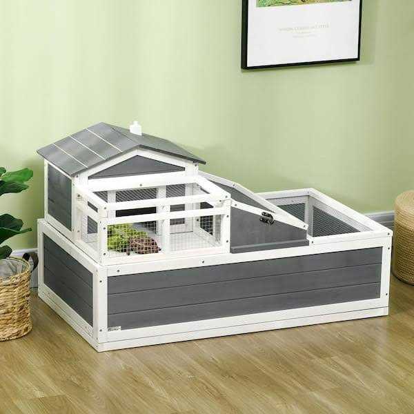 3-Room Wooden Tortoise Habitat House with Balcony C3890