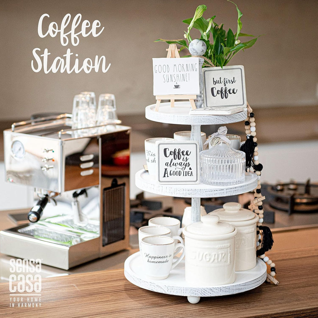 White Rustic 3 Tier Wood Tray I970