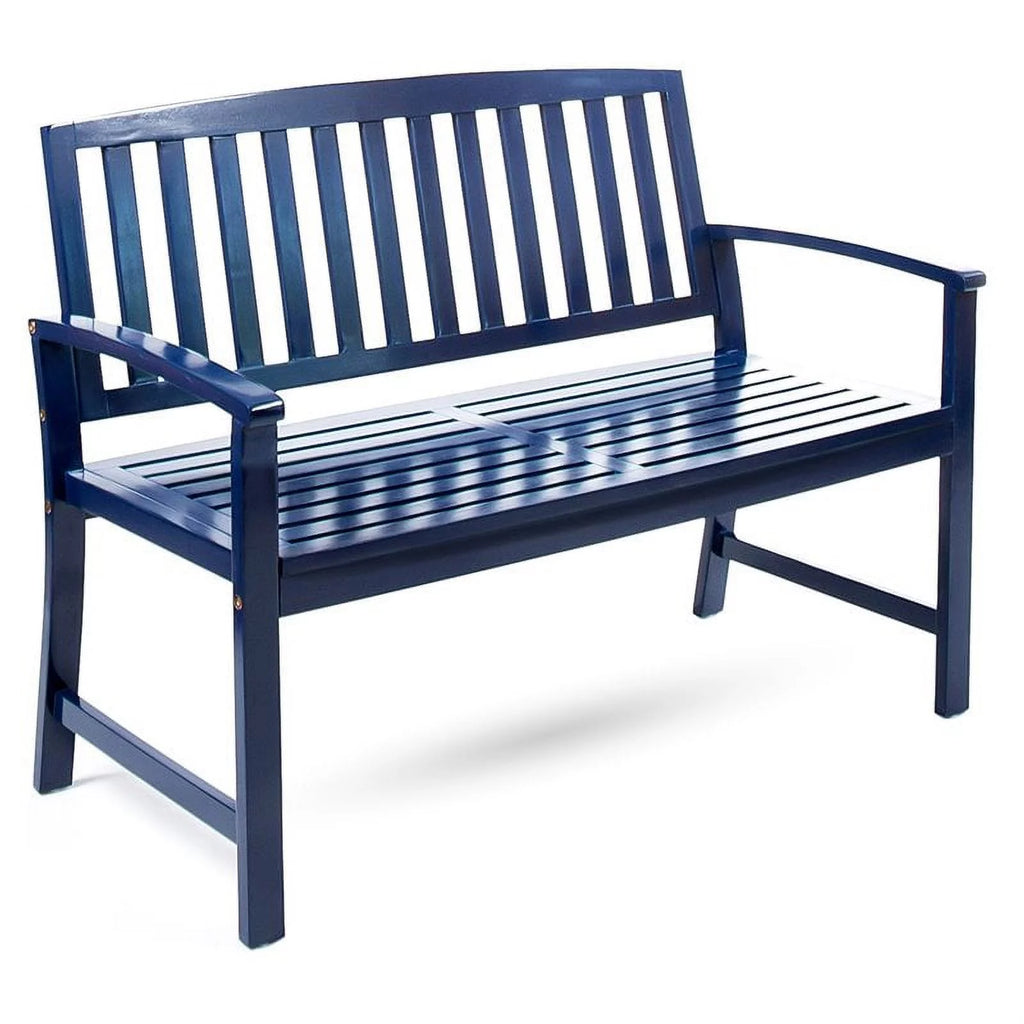 Navy Blue Acacia Wood Outdoor Bench U440816