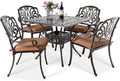 5-Piece Cast Aluminum Patio Dining Set with Umbrella Hole Q413