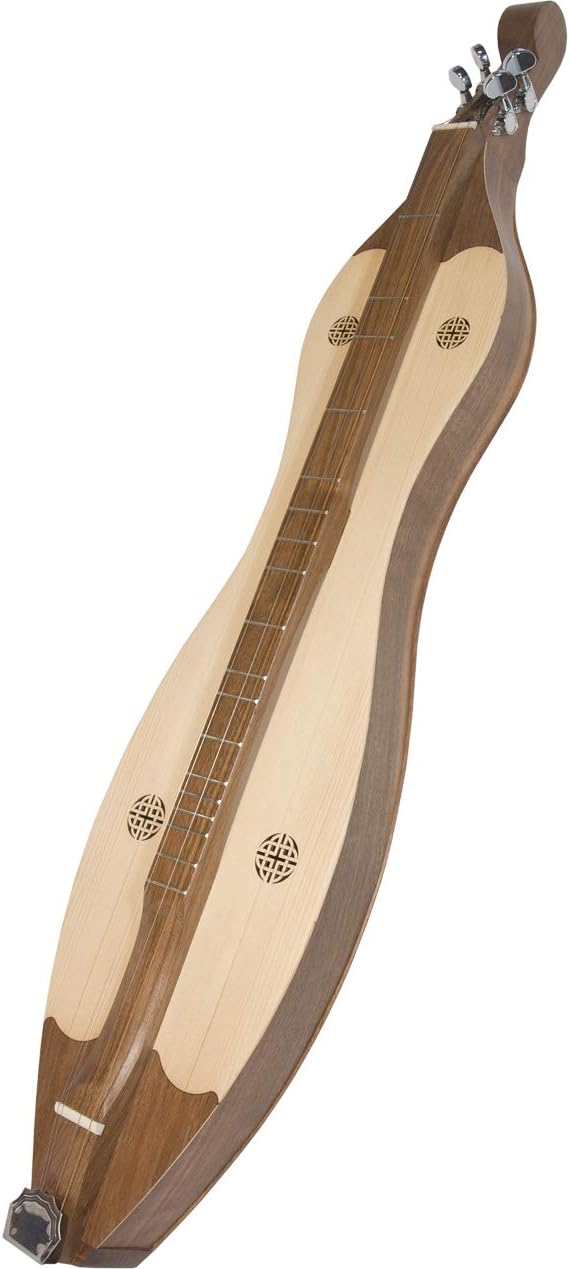 Mountain Dulcimer 4-String Vaulted Spruce Knotwork Walnut with Gig Bag Case and Replacement Strings L9708