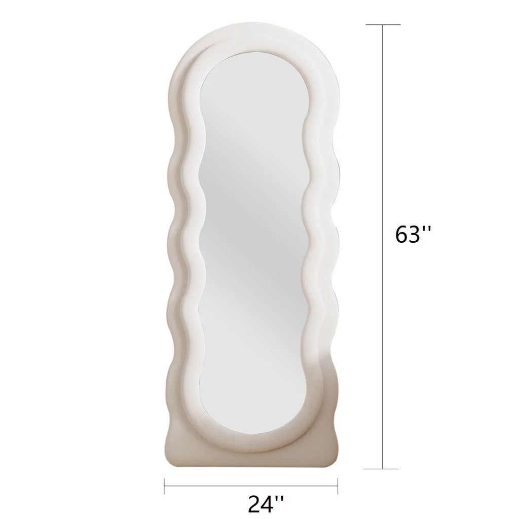 63"x24" Wavy Full Length Mirror with Stand White X943764
