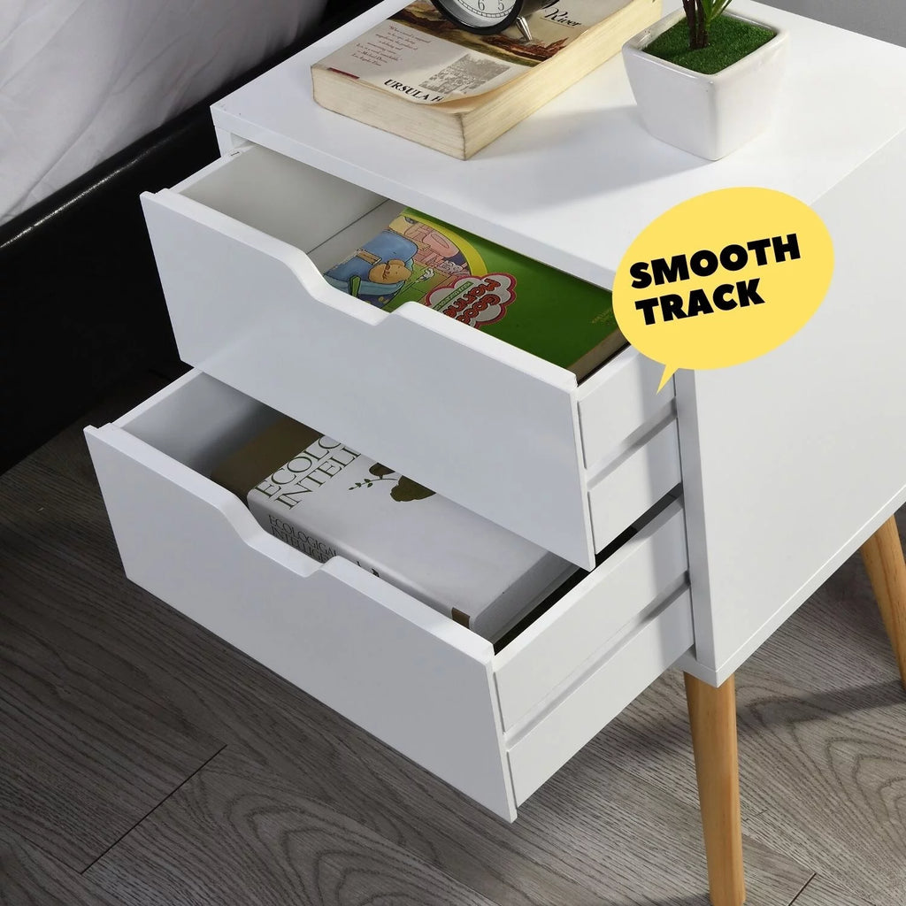 22'' High Double Drawers Nightstand Set of 2 Antique White M810