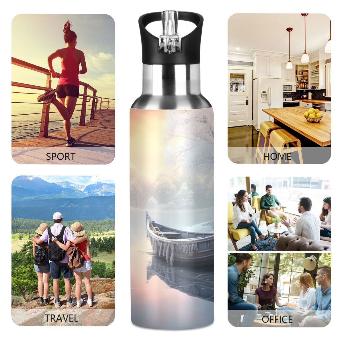 Insulated Stainless Steel Water Bottle with Straw Lid, 20 oz N6380