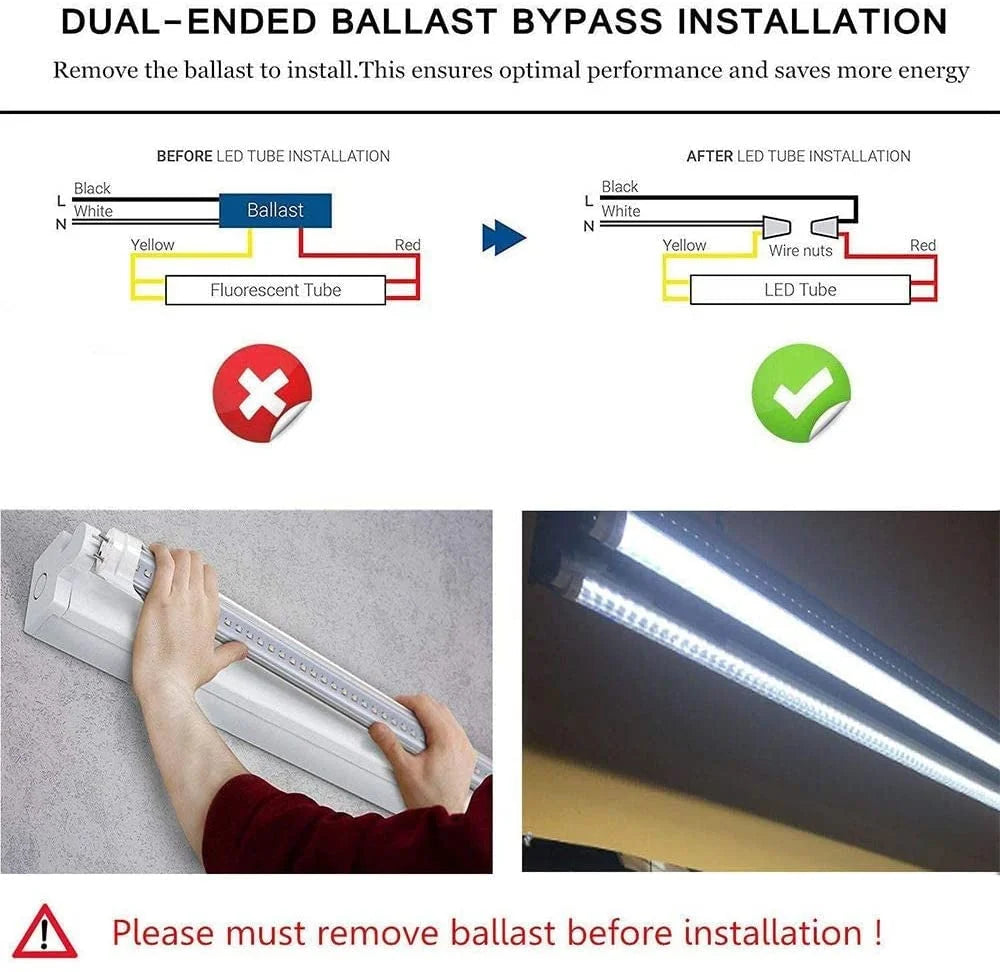 25-Pack 4ft LED Tube Light Bulbs, 6000K Cool White, 2400 Lumens Z562621