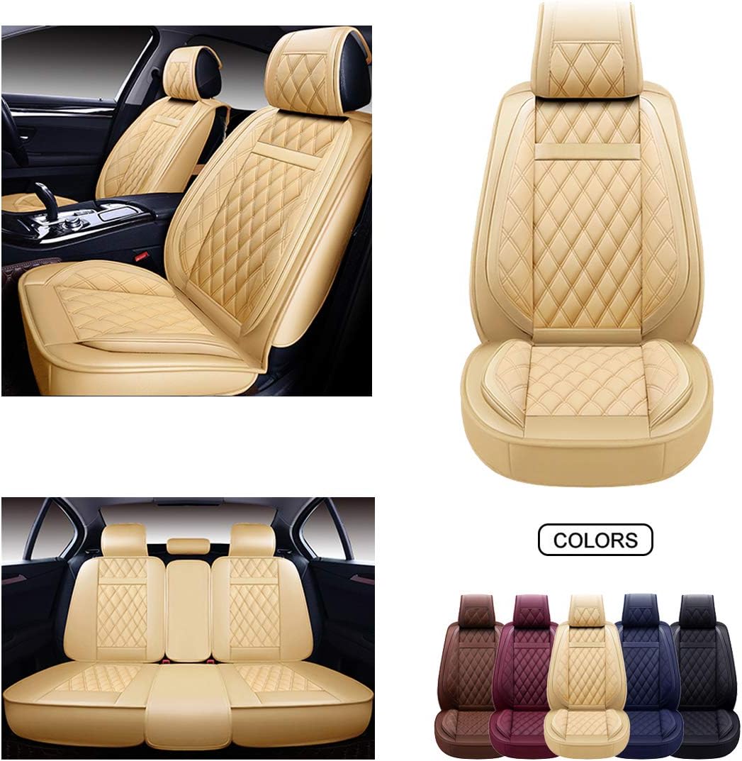 Brown Faux Leatherette Car Seat Covers Set L993920