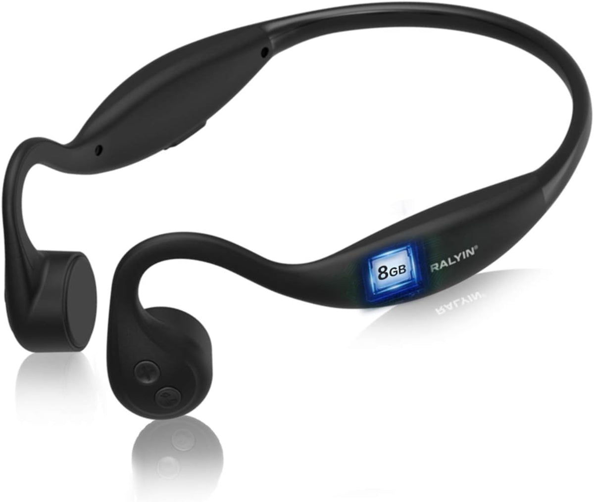 Bone Conduction Bluetooth Headphones, Built in 8G Memory, Black, Pack of 2 T6450