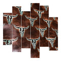 Embossed Leather Cattle Skulls Brown Turquoise (12x24 inch) V1405
