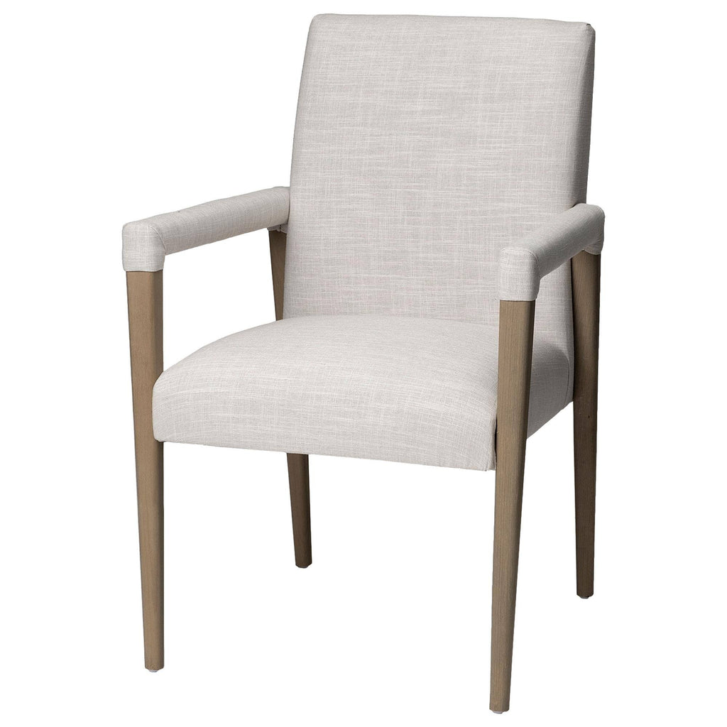 Cream Fabric Brown Wood Frame Dining Chair G4154
