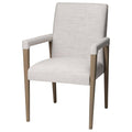 Cream Fabric Brown Wood Frame Dining Chair G4154