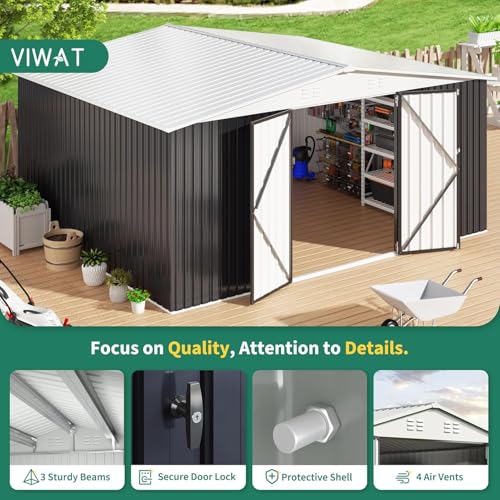 White Metal Outdoor Storage Shed N91142