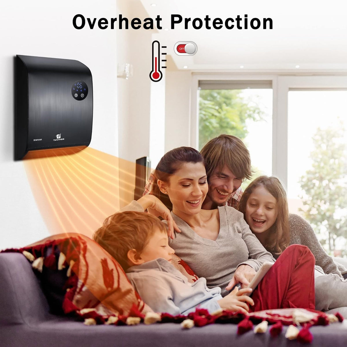 1500W Wall Mount Electric Heater with Remote Control, 3 Mode, Overheating Protection M696