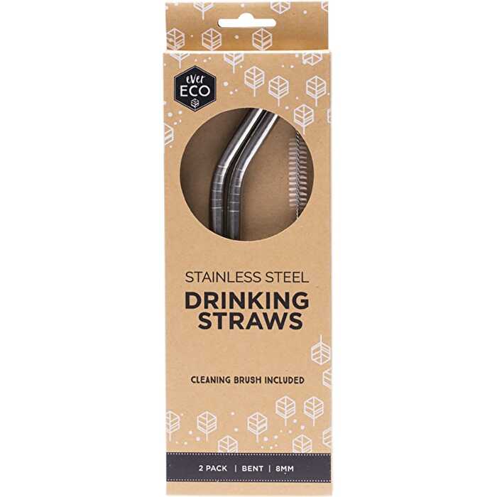 Stainless Steel Straws Bent 2pk N42632