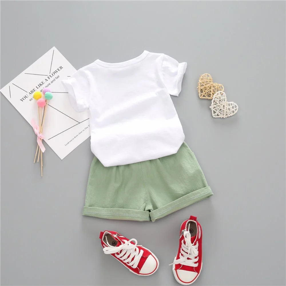 2pcs Set Linen Shorts Outfits with Belt D741597
