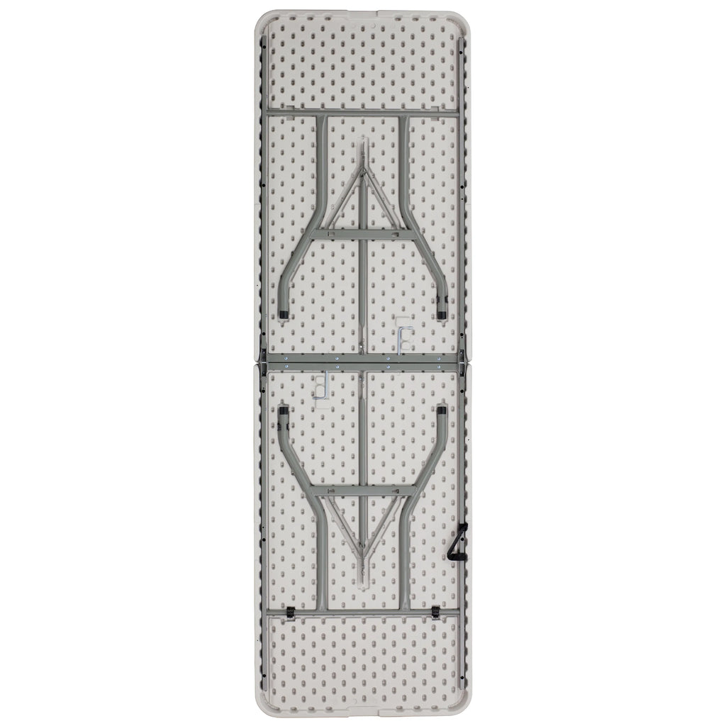 8-Foot Bi-Fold Granite White Plastic Folding Table with Carrying Handle I846