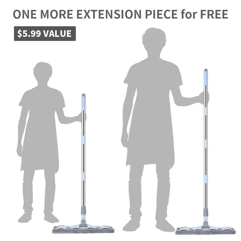 Microfiber Hardwood Floor Mop with 4 Washable Pads, 360 Rotation Flat Mop with Stainless Steel Handle W70803