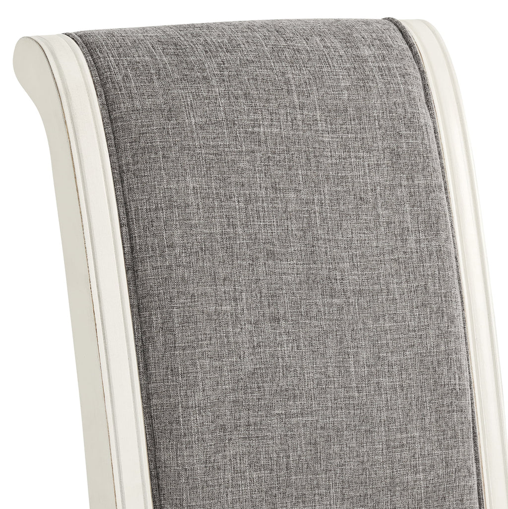 Antique White Solid Wood Upholstered Dining Chairs, Set of 2 L60768