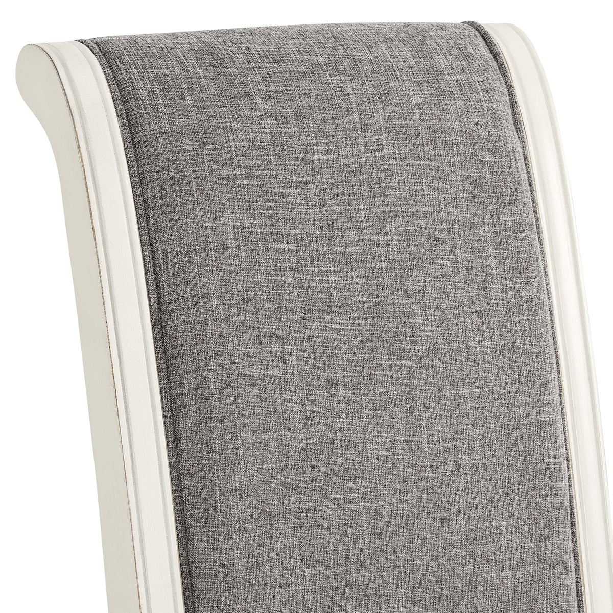 Antique White Solid Wood Upholstered Dining Chairs, Set of 2 L60768