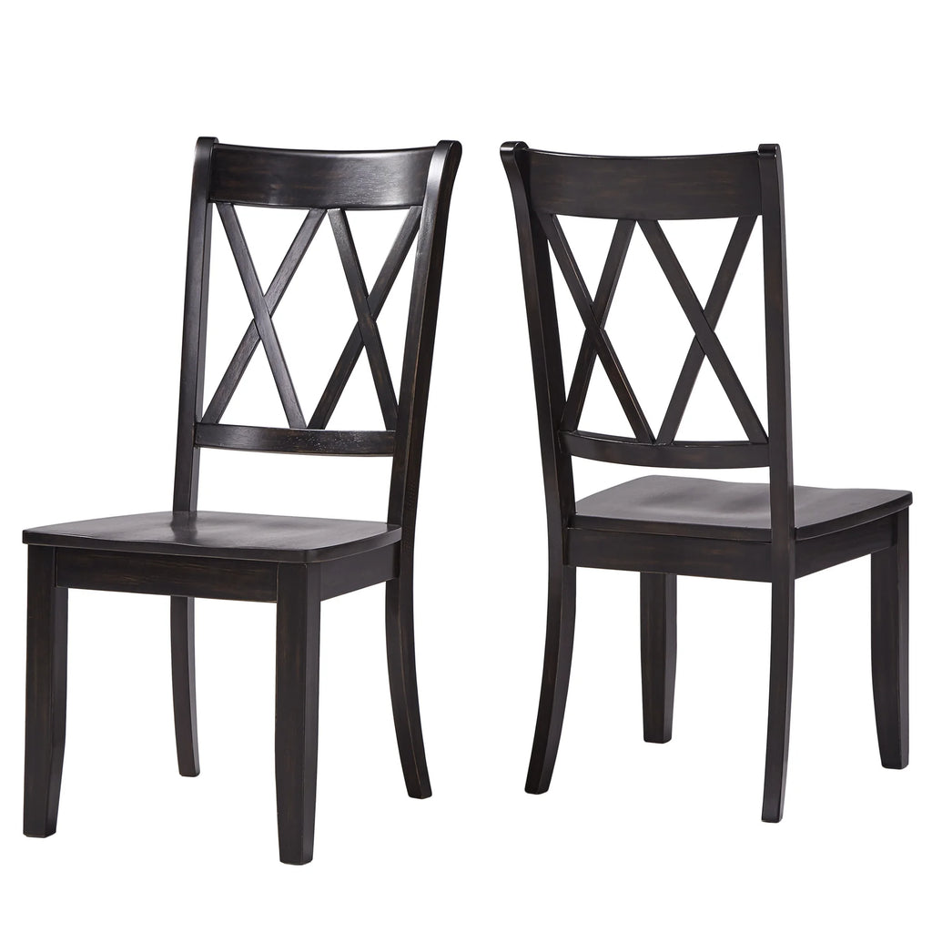 Set of 2 Antique Black Dining Chair Q633