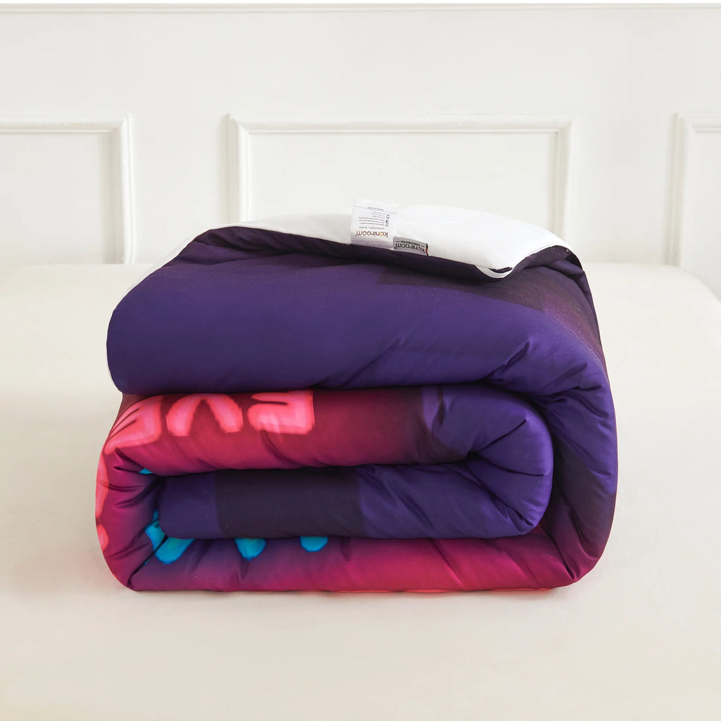 King Size Black Purple 3-Piece Kids Bedding Comforter Set I37073