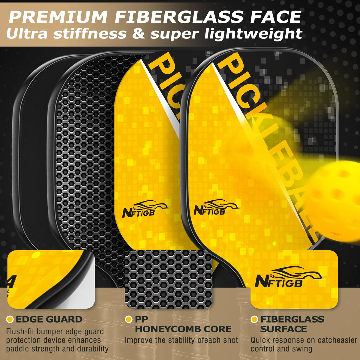 USAPA Approved Fiberglass Pickleball Set of 2 N69711