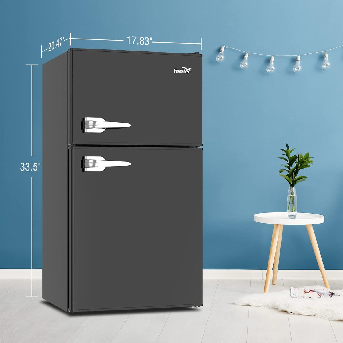 3.2 Cu.Ft Compact Refrigerator with 2 Doors, Mini Fridge with Freezer, Black H8704