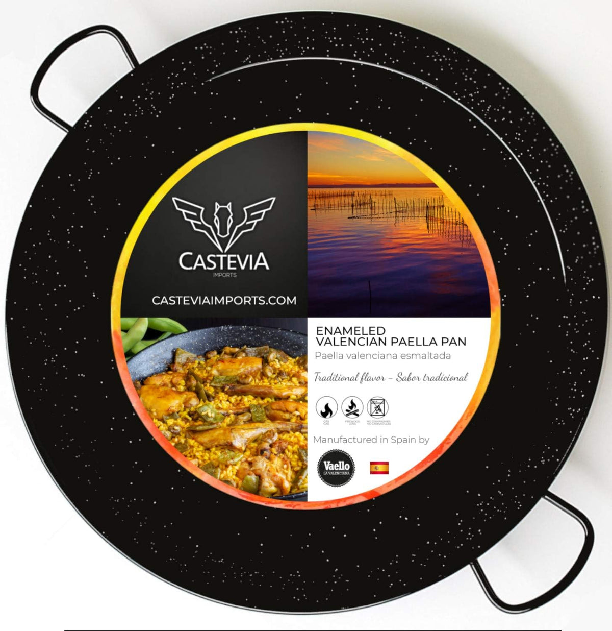 22 Inch Enamelled Carbon Steel Paella Pan V86872