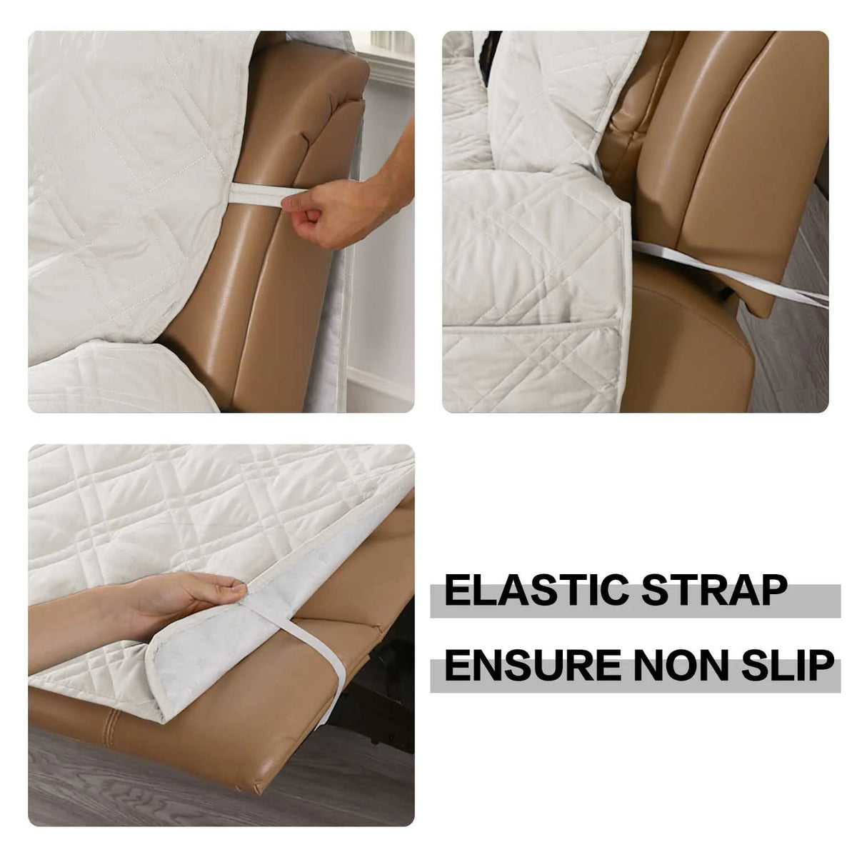White Seamed Waterproof One-Piece Sofa Cover for 3 Seaters K7940