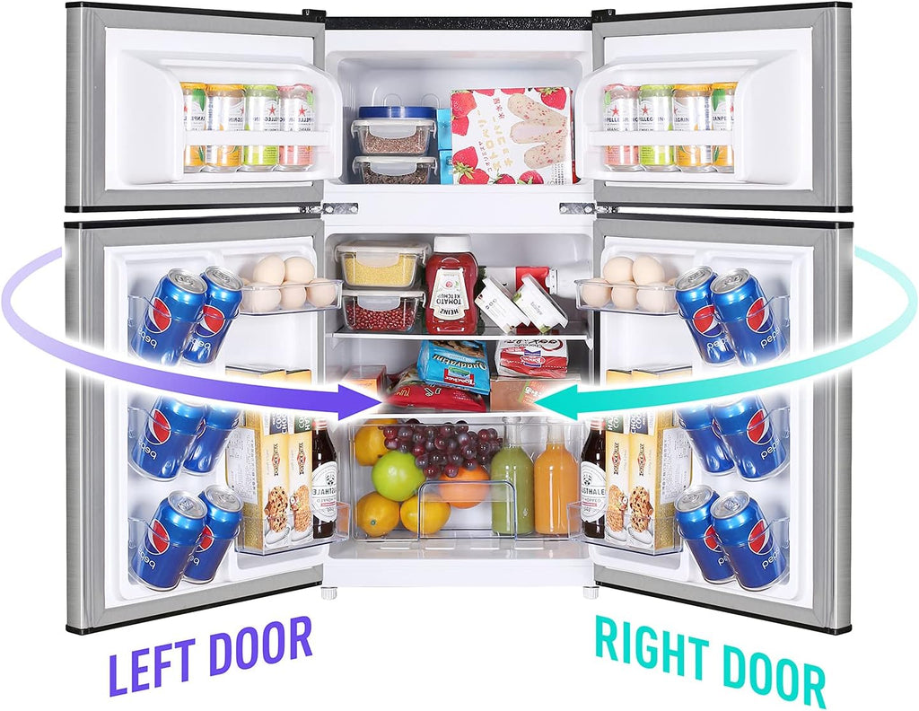 3.2 Cu.Ft Compact Refrigerator with 2 Doors, Mini Fridge with Freezer, Black H8704