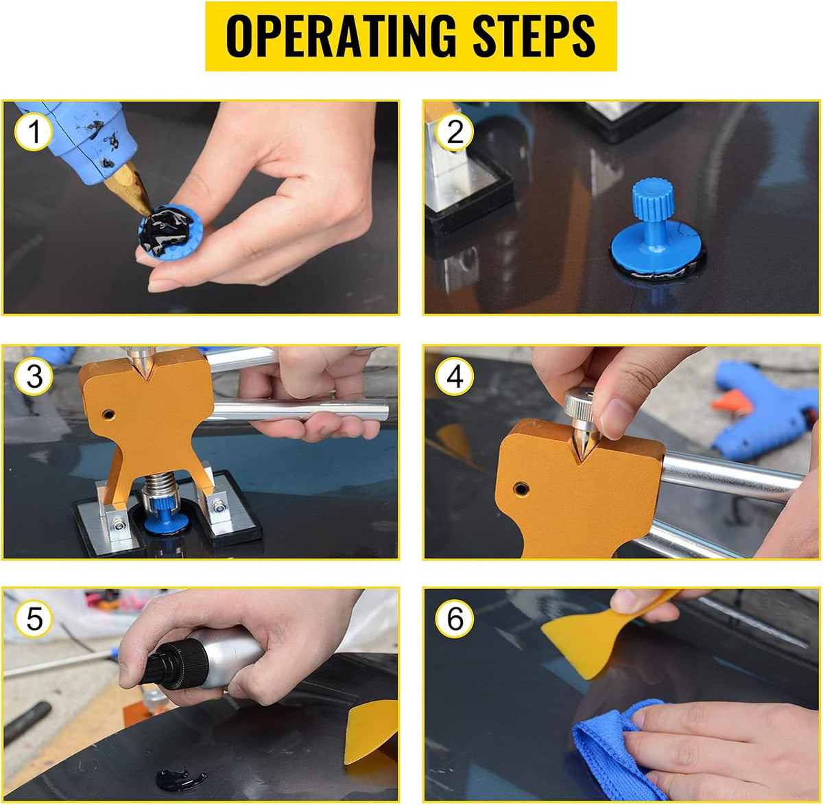 74 PCS Paintless Dent Repair Kit with LED Baffle Board L44807