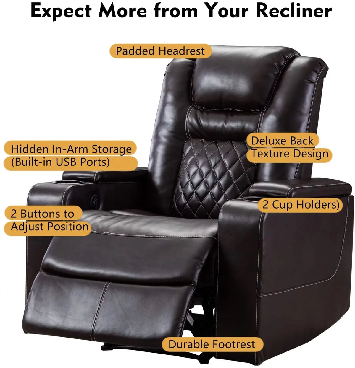 Brown Leather Power Recliner Chair E2910