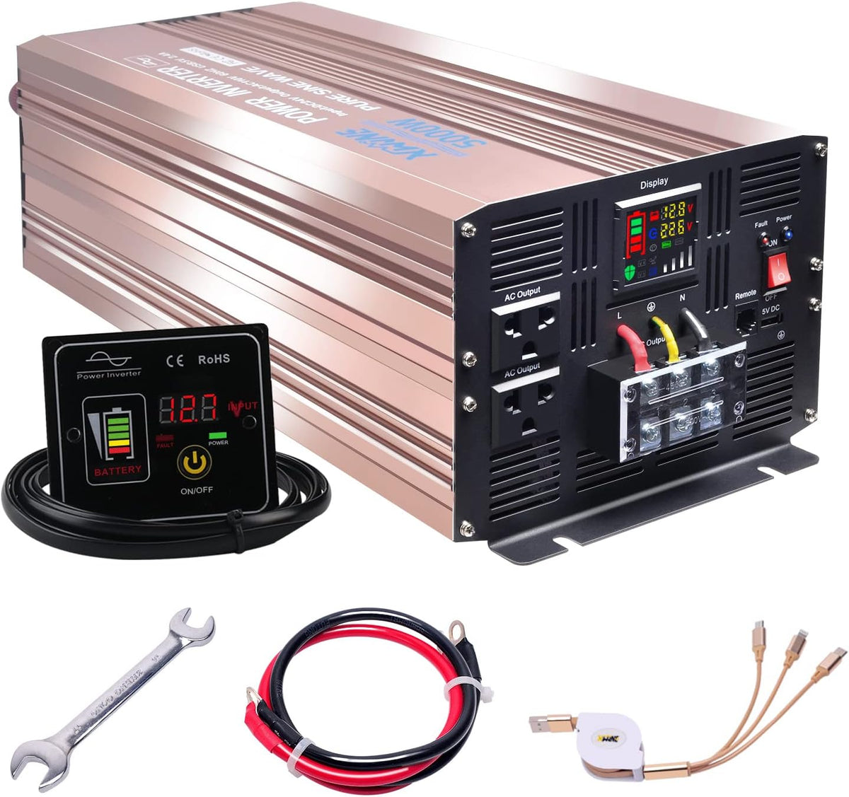 4000 Watts Pure Sine Wave Power Inverter DC to AC Converter with Remote Control and LED Display S152