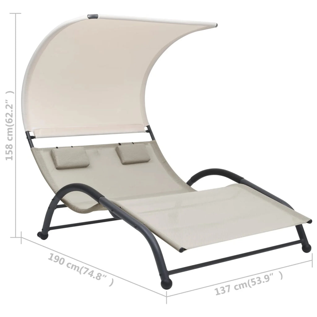 Double Sun Lounger with Canopy Textilene W7847