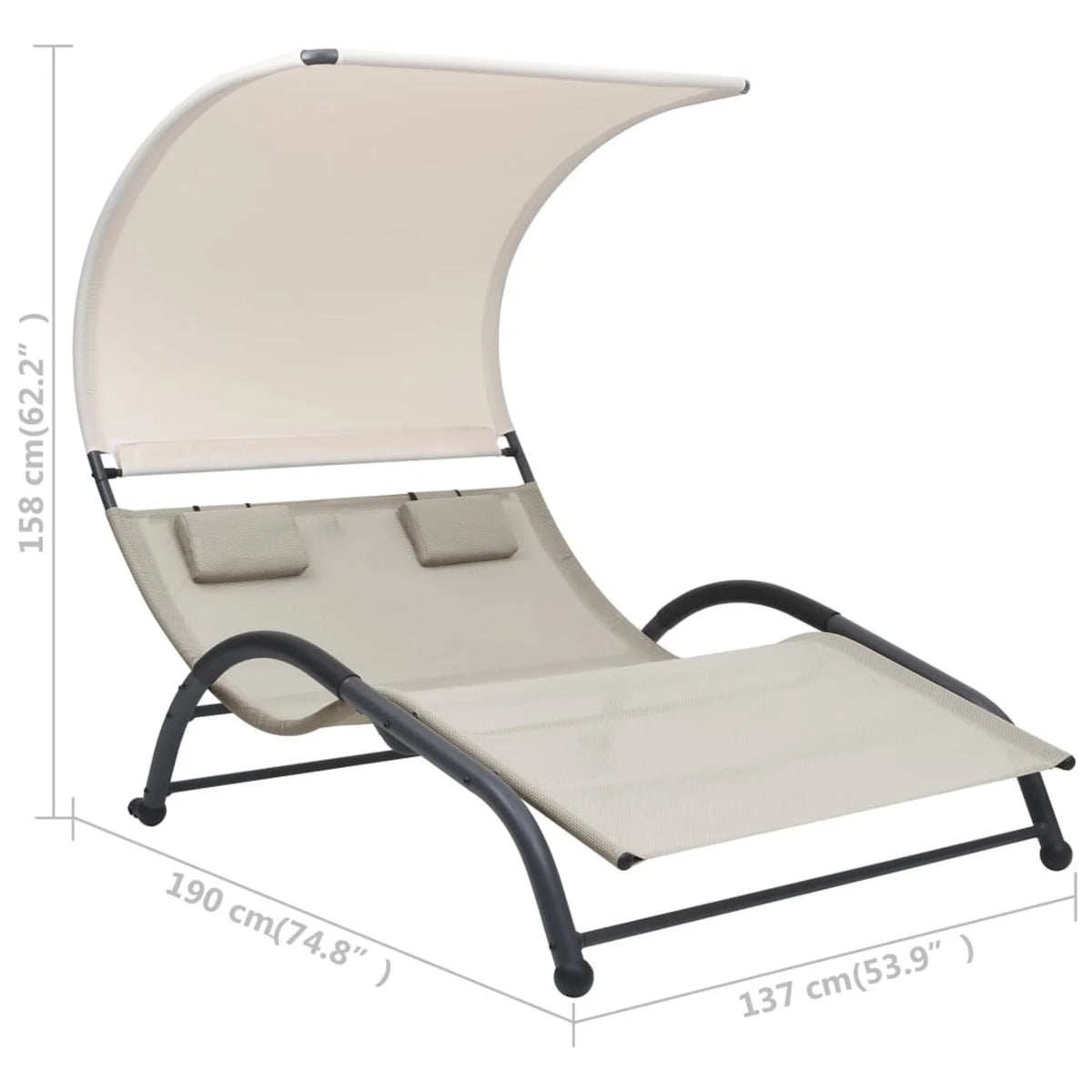 Double Sun Lounger with Canopy Textilene W7847