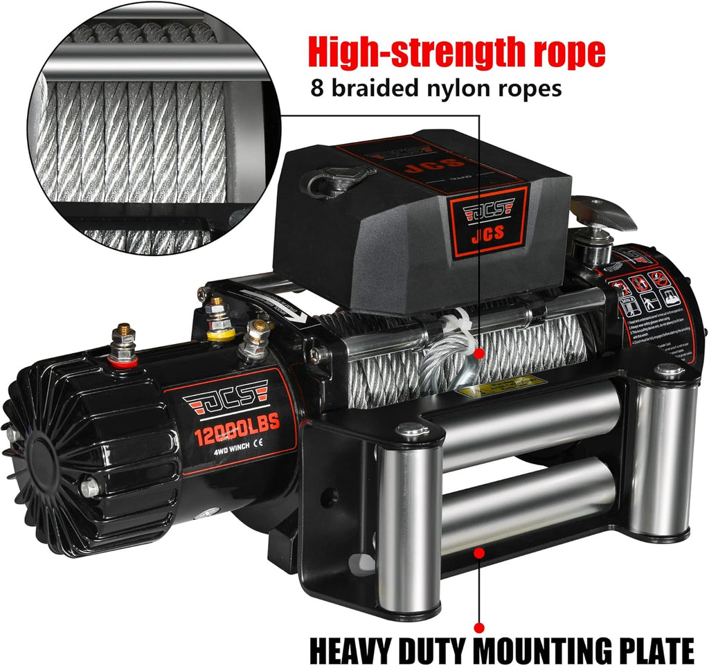 12000 lb 12V Electric Winch with Steel Wire Cable and Wireless Remote N623827