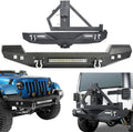Front and Rear Bumpers with Tire Carrier & LED Light Bar & Hitch Receiver X16633