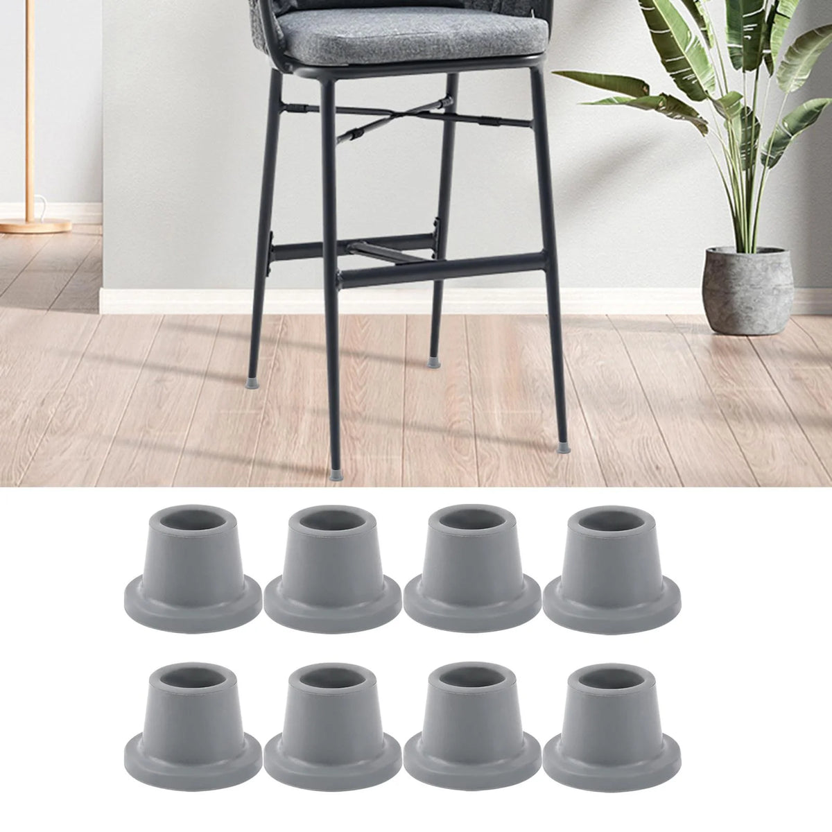 8x Shower Chair Feet Gray Rubber F690