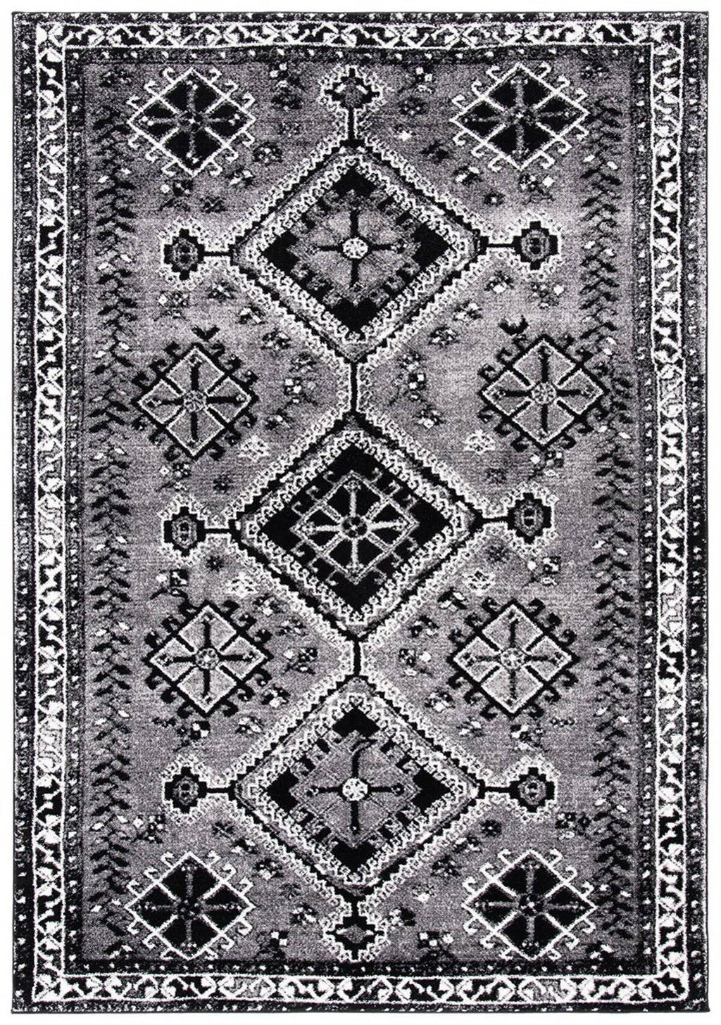 Grey / Black Vintage Rug N7836
