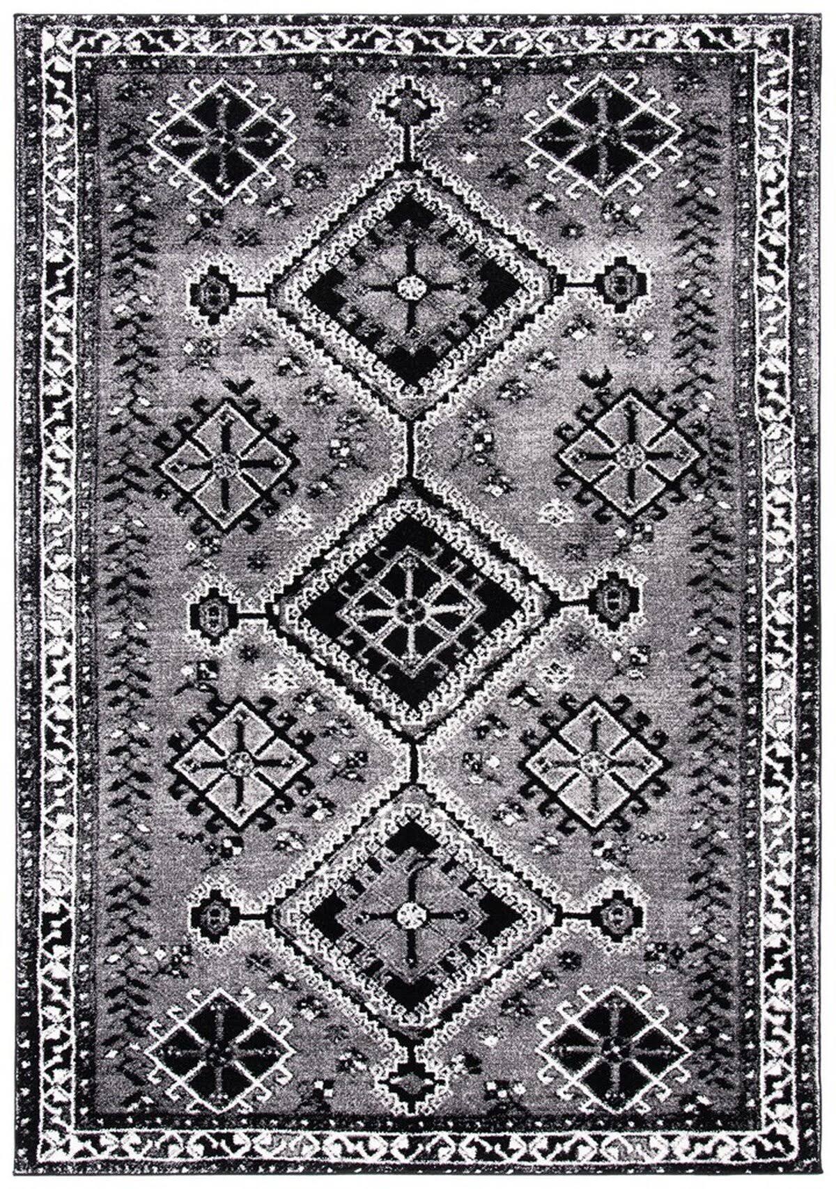 Grey / Black Vintage Rug N7836