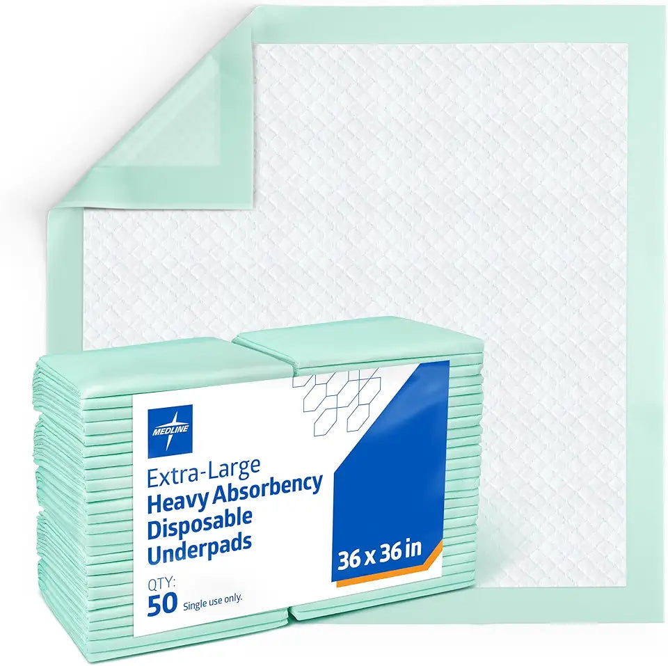 Super Absorbent Underpad, 36" x 36", 50 Count, Extra Large Disposable Incontinence Pads Y438