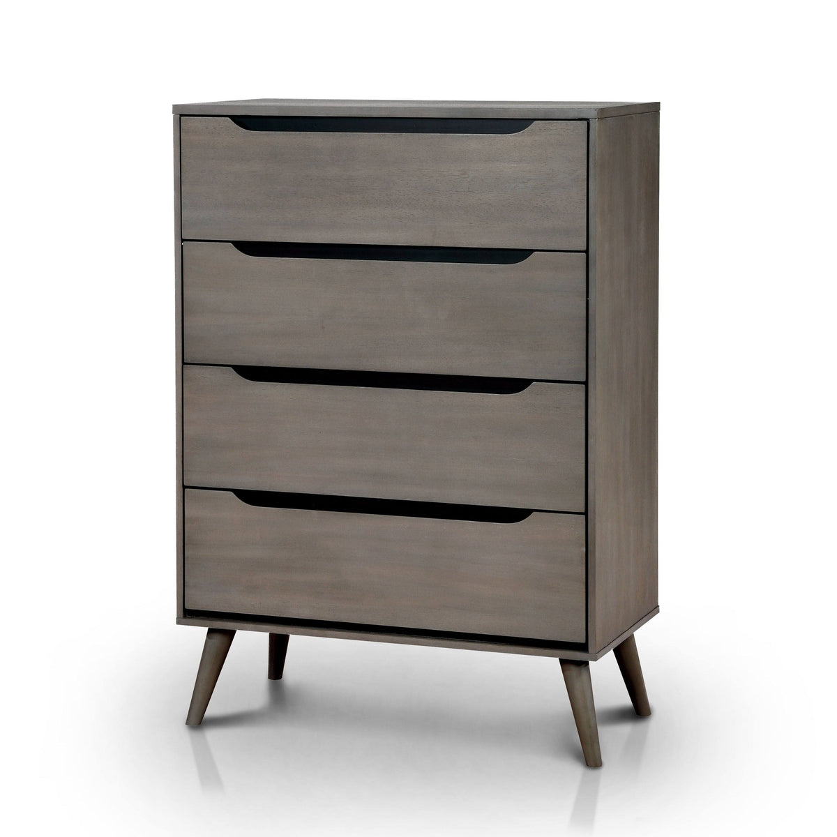 Grey Solid Wood 4-Drawer Chest O428